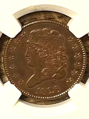1828 Half Cent with some RED !!! NGC UNC - Image 1 of 2