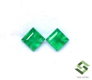 4.50x4.50 mm Certified Natural Emerald Square Cut Pair 0.99 CTS Loose Gemstones - Picture 1 of 9