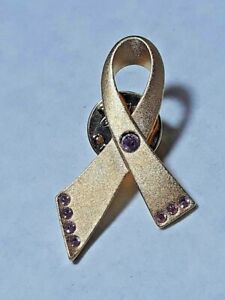 Vintage Avon Breast Cancer Awareness Brooch Pin Pink Gems Goldtone ~ Ships FREE