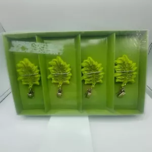 4 Tablecloth Weights Green Leaf Shaped. Clamp On. New In Box - Picture 1 of 4