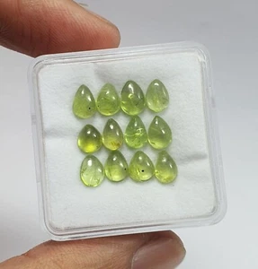 13 Pcs Natural Green Peridot Pear Cabochon Lot AAA Quality Loose Gems 6.8x4.9 MM - Picture 1 of 6