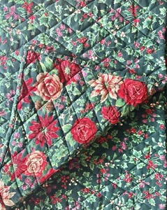 Holly Christmas Small Throw Tablecloth-Green Red Double-Sided Coverlet-68"x38" - Picture 1 of 14