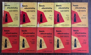 Basic Electricity Vol.1-5 Basic Electonics Vol.1-5 First Edition 1954 & 1955 - Foto 1 di 12