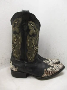 Tino Stiefel Schwarz Leder Snip Toe Cowboystiefel Herren Größe 8 - Bild 1 von 19
