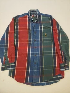 CHAPS RALPH LAUREN Long Sleeve button up Jean Shirt Color Block Plaid 80's-90's - Picture 1 of 6