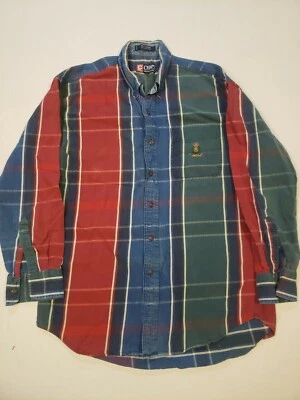 CHAPS RALPH LAUREN Long Sleeve button up Jean Shirt Color Block Plaid 80's-90's - Image 1 of 4