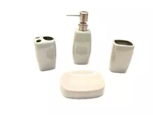 Set accessori bagno in ceramica elegante 4 pezzi - colore tinta unita - argento - Foto 1 di 1