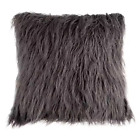 Gray 22 In. W X 22 In. L Square Faux Mongolian Fur Throw Pillow