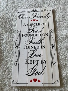 "Our Family" 6.75" X 13.5" Wood Signs Home Decors (K2) - Picture 1 of 3