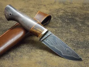 D.Uldanov Exclusivo Cuchillo de Caza Exterior Personalizado Alto Carbono San Mai Damasco 63-HRC - Imagen 1 de 5