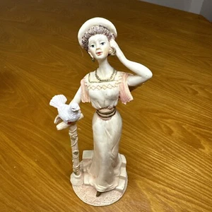 Artmark Marlo Collection Vintage Figurine Lady standing steps Beside Bird Stand - Picture 1 of 20