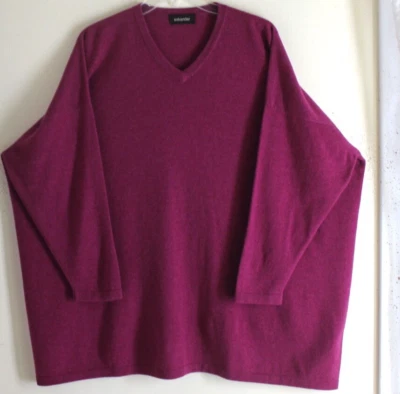 NUEVO Suéter Eskandar O/S Púrpura MAGENTA 32”L Lujo Cuello en V Cachemira Increíble Foto 1 de 4