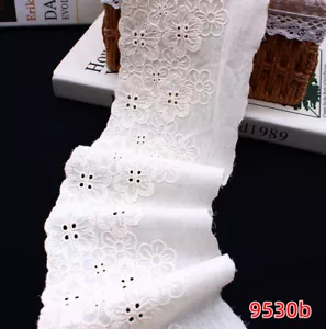 4.3" Broderie Anglaise Lace Trim Vintage Flowers Cotton Sewing Crafts per yard - Picture 1 of 1