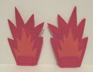 ROT & ORANGE FLAMMEN AUFNÄHEN STOFF FILZ VERZIERUNG PATCH SET/2 4,5"x3" PATCHES - Bild 1 von 2