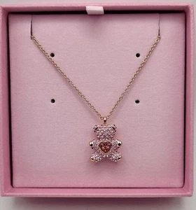 Halskette mit Anhänger Swarovski Rosegoldfarben vergoldet Rosa Teddy - Bild 1 von 5
