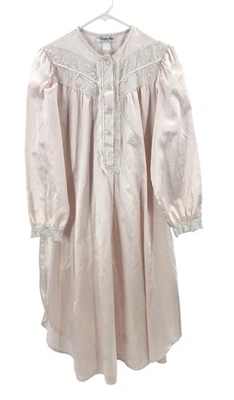 Vintage Christian Dior Satin Lace Nightgown Size L Peach Pink Cottagecore Long - Image 1 of 4
