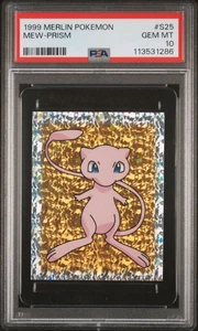 Merlin Vintage Pokemon S25 1999 Mew Prisma Pegatina PSA 10 Gemas ¡Como Nuevo! - Imagen 1 de 2