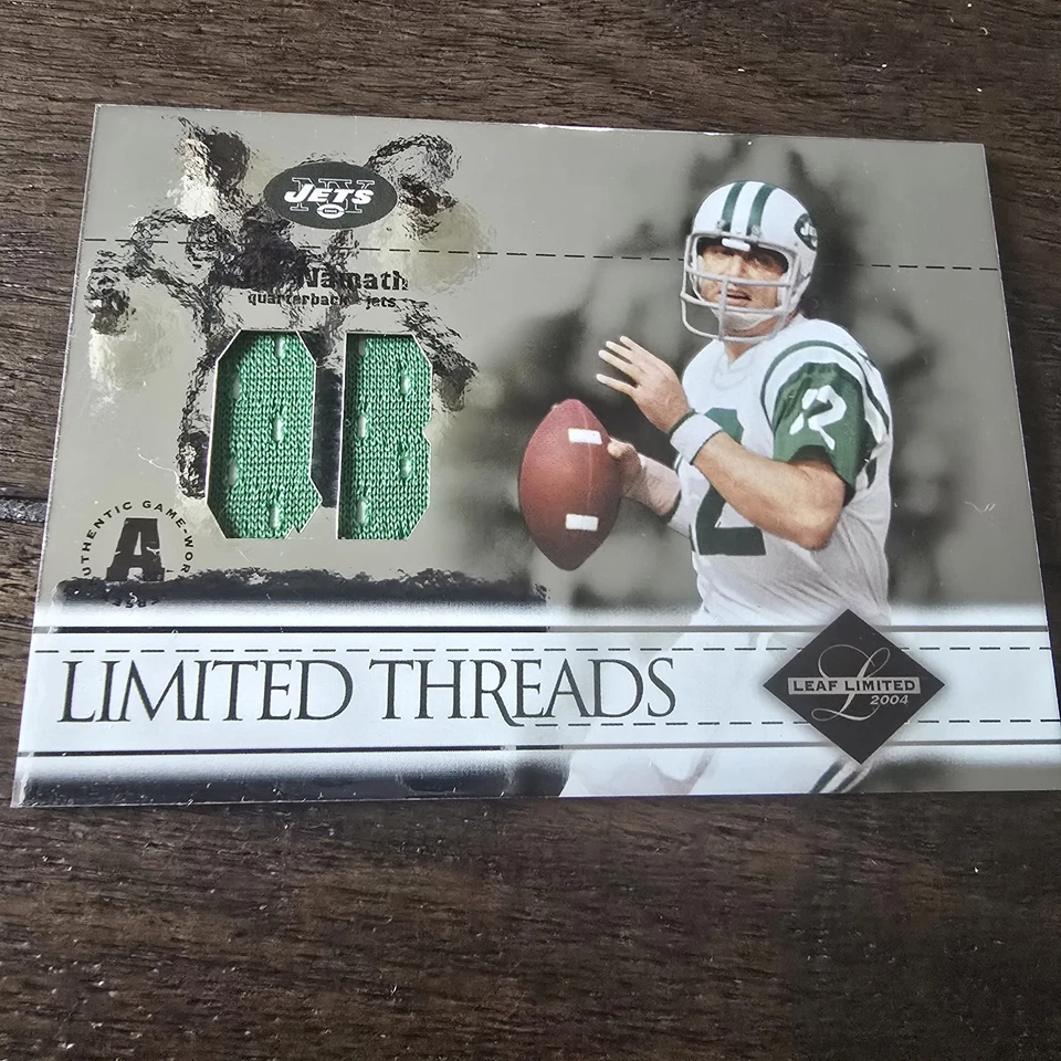 Футболка 2004 Leaf Limited Threads Joe Namath 17/75 LT-53 Donruss - Изображение 1 из 2