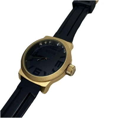 Reaction Kenneth Cole Watch Men 47mm Black Gold Accent Needs Battery Silicone - Image 1 of 4