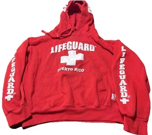 Lifeguard Hoodie Herren Extra Large Rot Puerto Rico Grafik Pullover Sweatshirt - Bild 1 von 8
