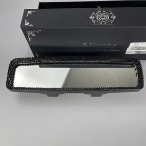 Bling Car Rear View Mirror, Rhinestones Crystal Clip-on Rearview Mirror White - Picture 1 of 6