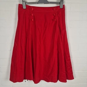 Joe Browns Womens Front Button Detail Back Zip Red Flare Skirt Size 14 UK - Picture 1 of 8