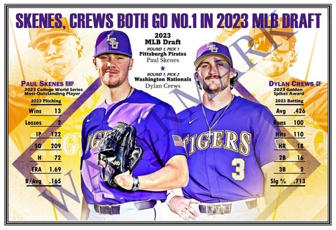 TWO LSU STARS GO NO. 1 IN 2023 MLB DRAFT 19”x13” COMMEMORATIVE POSTER Cover