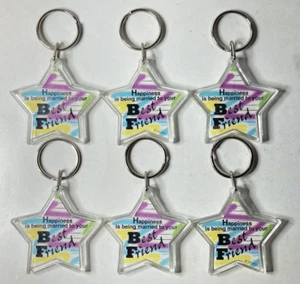 Happiness Is Being Married To Your Best Friend Keychains LOT OF 6 NOS StarShape - Picture 1 of 3