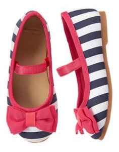 NWT Gymboree Best in Show Striped bow Dress Shoes Flats Toddler Many Sizes - Picture 1 of 1