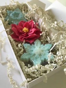 Handcrafted Snowflake Soap for Holiday Gifts, Winter Decor, Bath Skincare - Picture 1 of 10