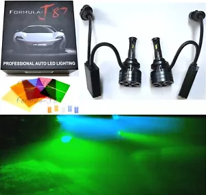 LED Kit F15 140W 9005 HB3 Green Two Bulbs Head Light Hi Beam Upgrade Stock - Picture 1 of 22