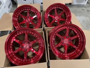 19x9.5 +22 F  | 19x11 +22 R | Aodhan  DS09  5x114.3 Candy Red  Wheels (Used Set) - Picture 1 of 6