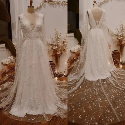 Stardust Glitter Star Celestial Wedding Dress Sparkle Star Dress Stars Moons - Image 1 of 4