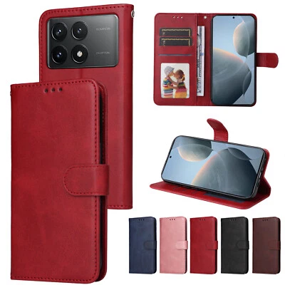 For Xiaomi Note 13 K70 14 13T K70E Retro PU Leather Flip Wallet Case Phone Cover - Image 1 of 4