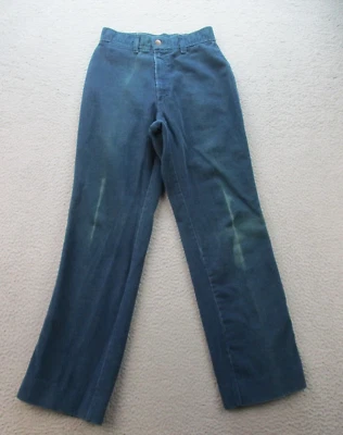 Calça feminina vintage anos 70 veludo mãe *12 (24x28) cintura alta perna reta verde azul - Imagem 1 de 4