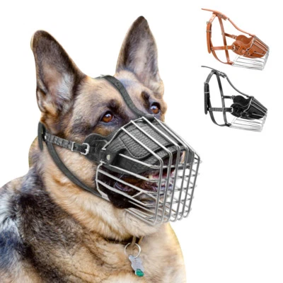 No Bite Dog Muzzle Adjustable Basket Anti Chew Metal Wire German Shepherd S/M/L - Image 1 of 4