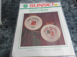 Sonnenuntergang Bärchen Frohe Grüße Bär Weihnachten Crewel Stickerei Ornament Kit 2150 - Bild 1 von 1