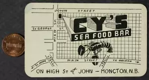 1950-60s Era Moncton New Brunswick Canada Cy's Sea Food Bar Visitenkarte RARE-- - Bild 1 von 1