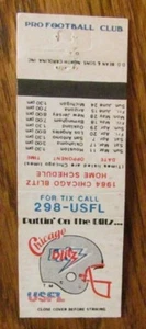 FUSSBALL: 1984 CHICAGO BLITZ SPIELPLAN (USFL) (SPORTS MATCHBOOK MATCHCOVER) -K9 - Bild 1 von 1