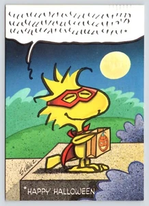 Woodstock Happy Halloween Maske Trick or Treat Tasche Charlie Brown um 1990 Postkarte - Bild 1 von 2