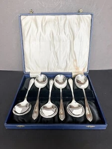 GEHÄUSE SET MIT SECHS GEORGE V SILBERTELLER SERVIERLÖFFEL, BRITISCH, um 1920er Jahre - Bild 1 von 6