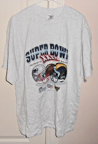 VINTAGE 2001 NEW ENGLAND PATRIOTS ST. LOUIS RAMS SUPERBOWL XXXVI T-SHIRT & MUG Cover