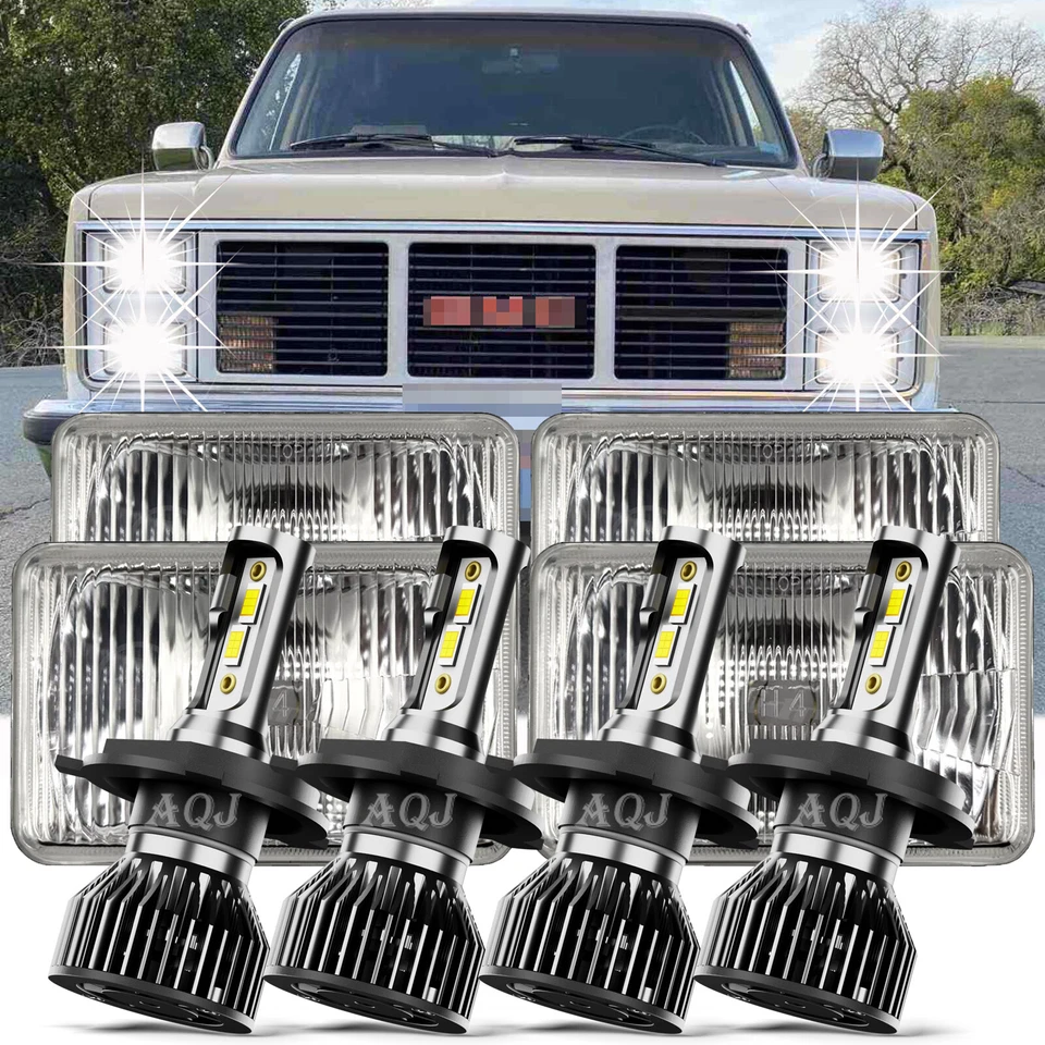 4PCS  Inch LED Headlights Hi/Lo Sealed Beam For GMC R1500 Suburban 1989 - 91 Foto 1 de 4