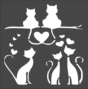 1- 5.5x5.5 inch Stencil, (VB-36) Cats (6mil) - Picture 1 of 2