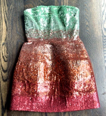 Новый $6290 Oscar de la Renta осени 2022 блестки вышитый омбр коктейльное платье 6 - Изображение 1 из 4