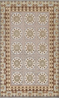 Vegetable Dye Geometric Khotan Oriental Area Rug Hand-knotted Wool Carpet 6'x10' - Image 1 of 4