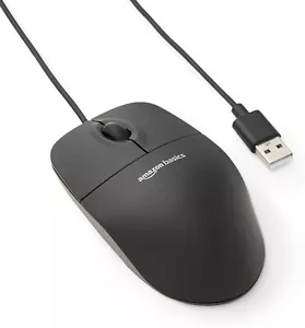 Amazon Basics 3-Button USB Wired Computer Mouse (Black), 1-Pack - Picture 1 of 7