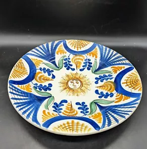 Vintage Hand Painted Ceramic Decorative Wall Plate Sun Leaves 12" - Picture 1 of 7