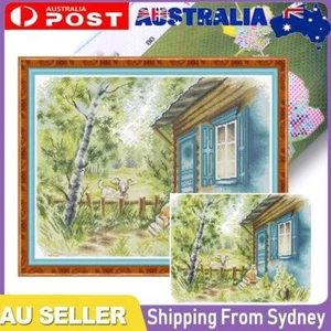 Partial Embroidery Eco-cotton Thread 14CT Printed Scenery Cross Stitch 48x38cm - Picture 1 of 12