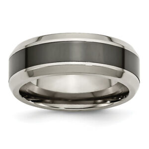 Titanium Black Ceramic 8mm Wedding Band Ring